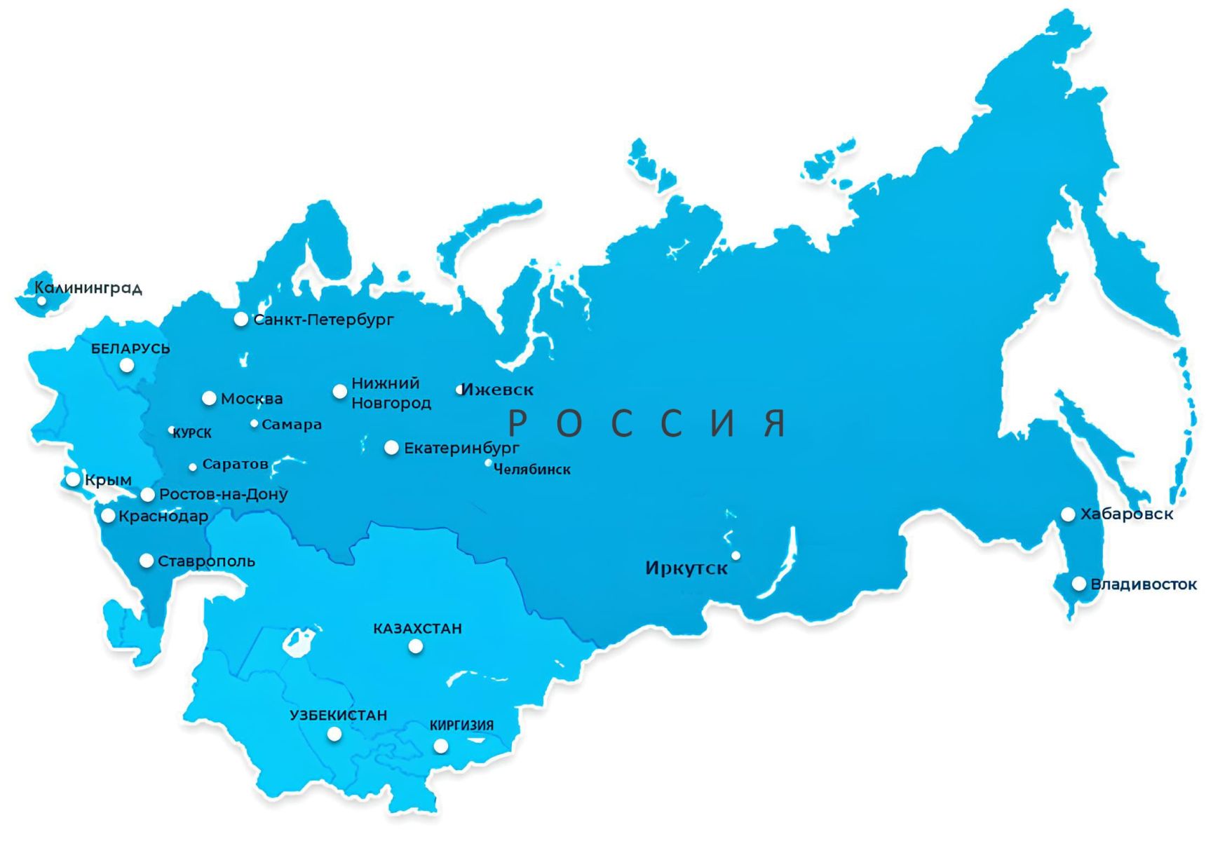 Карта стран СНГ с границами государств: география поставок упаковки